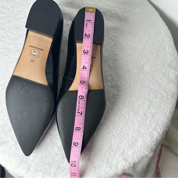 NWOB L.K. Bennett London Black Patent Leather Velvet Pointed Toe Loafers - Picture 12 of 14